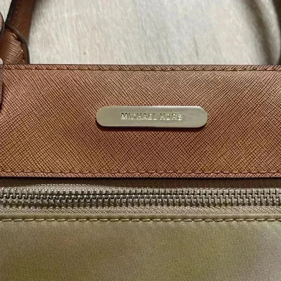 MICHAEL KORS - Large Colgate East West Leather & Nylon Satchel Brown Tote - Picture 3 of 12